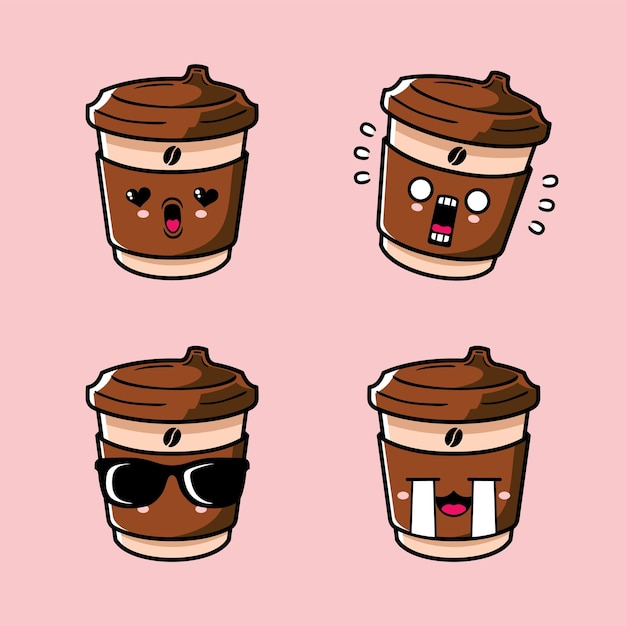 ilustración vectorial de lindo emoji de café caliente