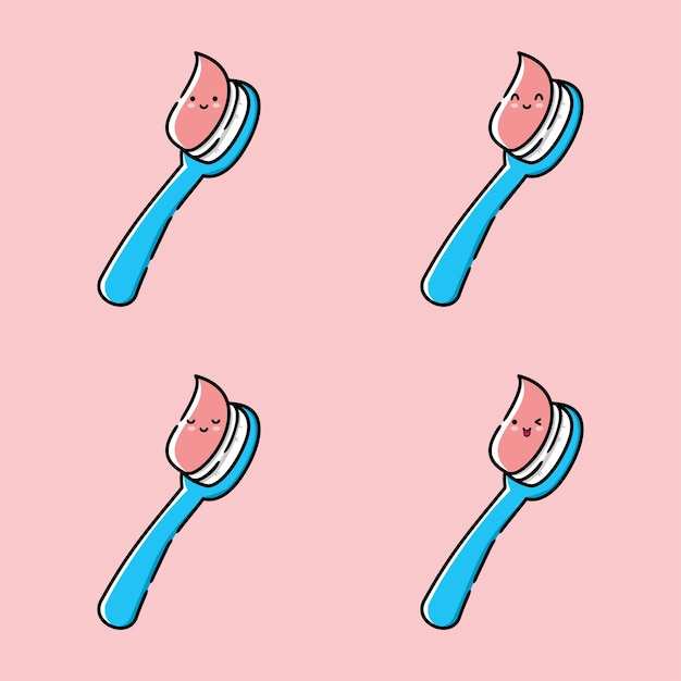 ilustración vectorial de lindo emoji de cepillo de dientes