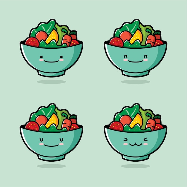 ilustración vectorial de lindo emoji de ensaladera