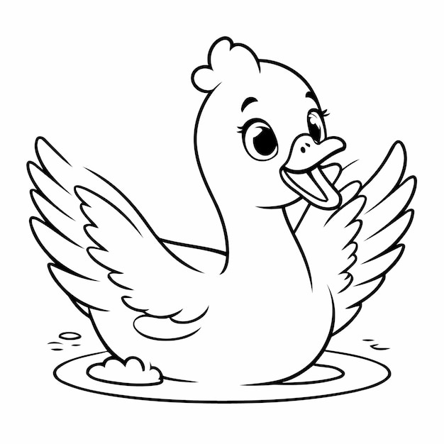 Ilustración vectorial de un lindo garabateo de cisne para niños pequeños actividad de coloreo