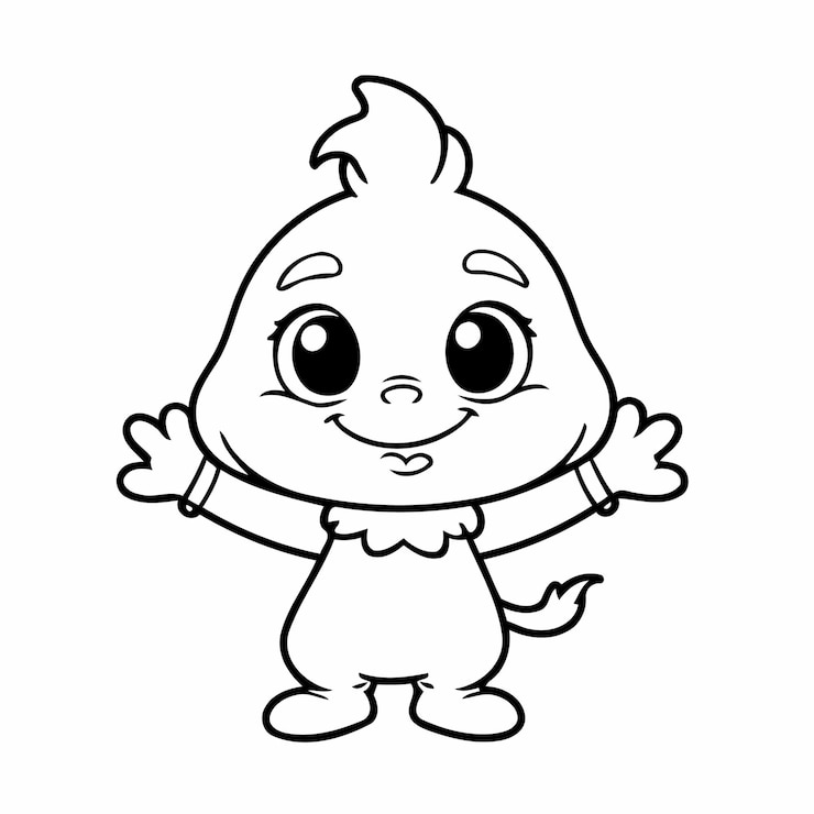 Vector ilustración vectorial de un lindo garabateo del grinch para niños hoja de trabajo para colorear