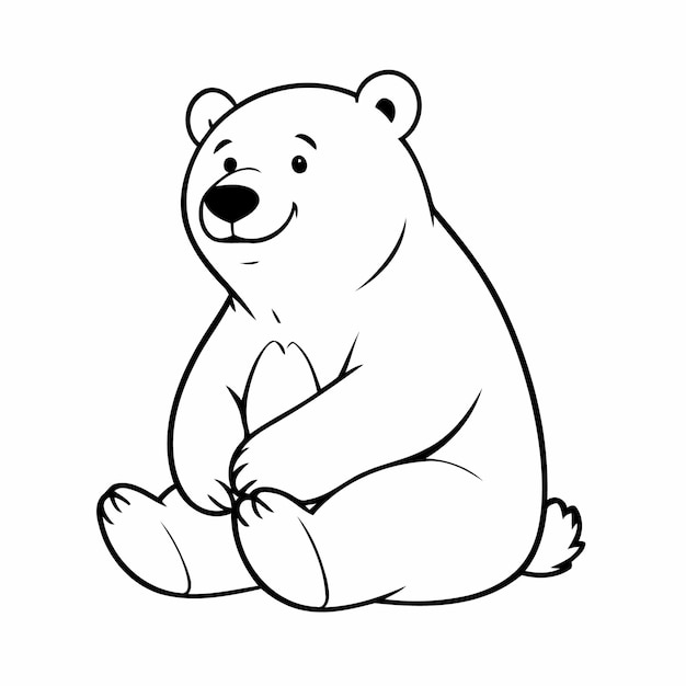 Ilustración vectorial de un lindo garabato de oso polar para niños pequeños actividad de coloreo