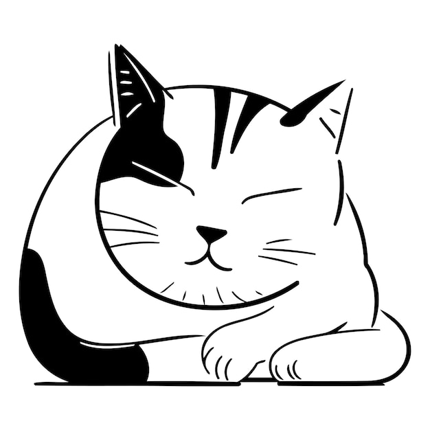 Ilustración vectorial de un lindo gato aislado sobre un fondo blanco