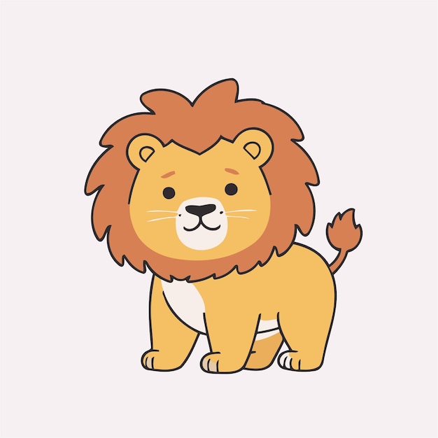 Ilustración vectorial de un lindo león para libros de cuentos para niños