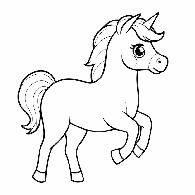Ilustración vectorial de un lindo libro de dibujos de caballos para niños pequeños