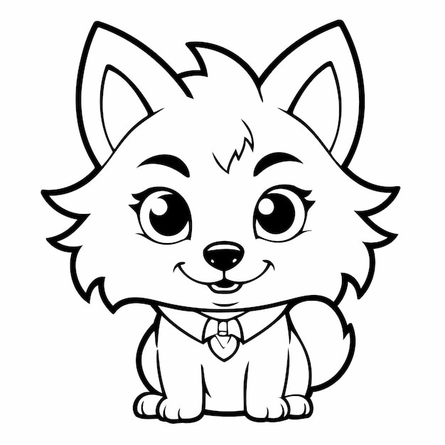 Vector ilustración vectorial de un lindo lobo para niños para colorear