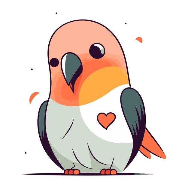 Ilustración vectorial de un lindo loro de dibujos animados aislado en un fondo blanco