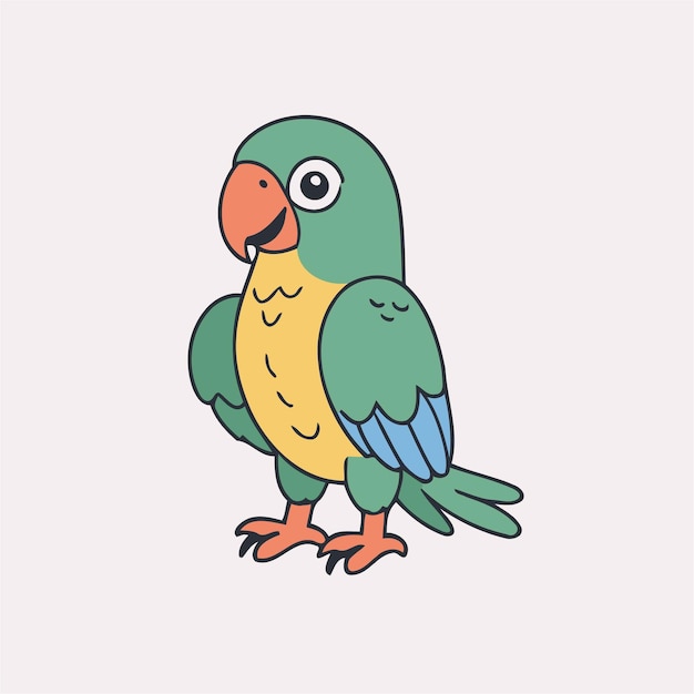 Ilustración vectorial de un lindo loro para niños