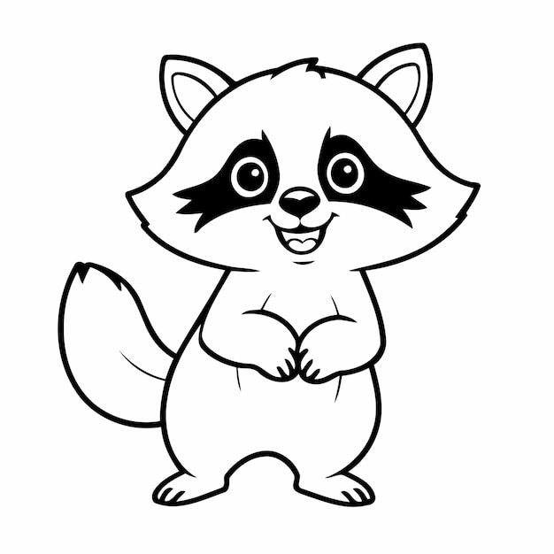 Ilustración vectorial de un lindo mapaches dibujado a mano para niños pequeños