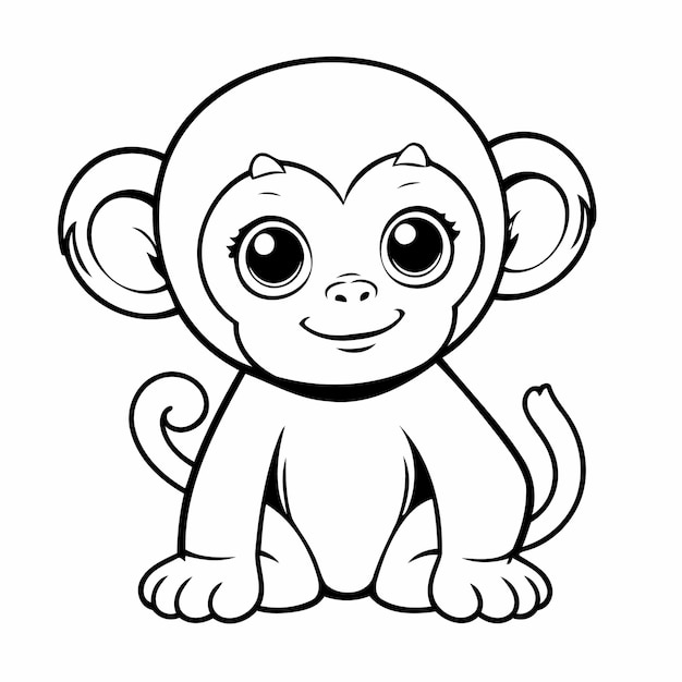 Vector ilustración vectorial lindo mono para niños página de colorear