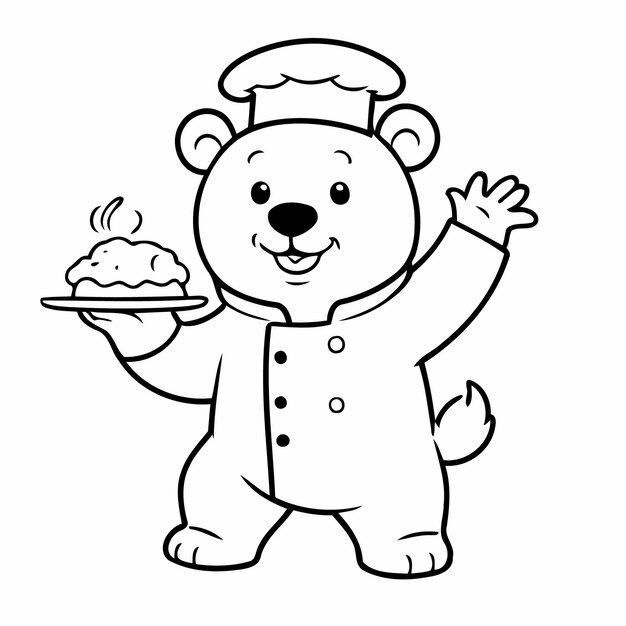 Ilustración vectorial de un lindo oso polar para la actividad de coloreo infantil