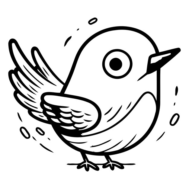 Ilustración vectorial de un lindo pájaro azul de dibujos animados aislado sobre un fondo blanco