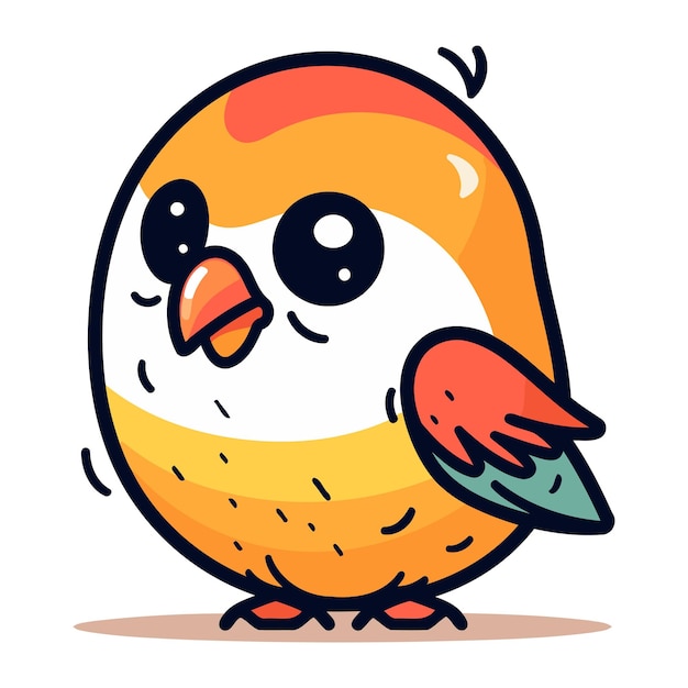 Ilustración vectorial de un lindo pájaro de dibujos animados aislado sobre fondo blanco