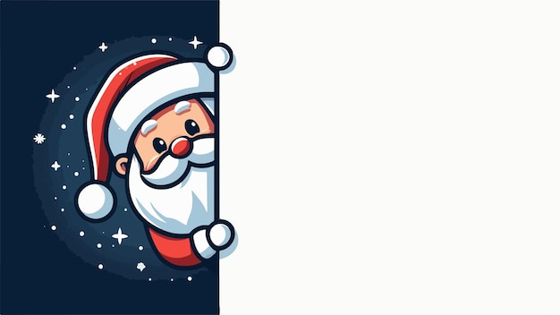 Ilustración vectorial de un lindo papá noel echando un vistazo alrededor de una esquina generada por ai