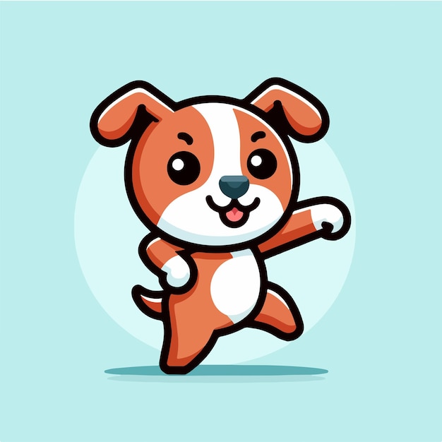 Ilustración vectorial de un lindo perro de dibujos animados bailando