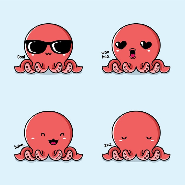 ilustración vectorial de lindo pulpo emoji