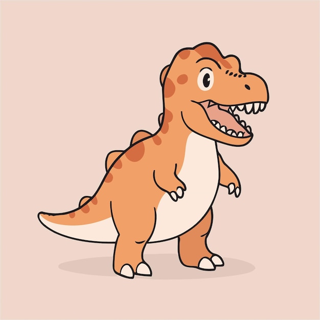 Ilustración vectorial de un lindo tiranosaurio para libros de cuentos para niños pequeños