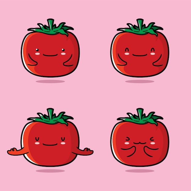 Ilustración vectorial de lindo tomate emoji