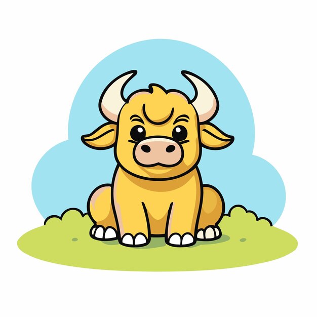 Ilustración vectorial de un lindo toro para libros infantiles