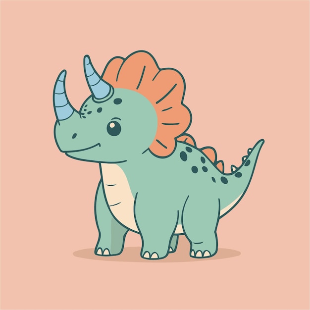 Vector ilustración vectorial de un lindo triceratops para niños pequeños