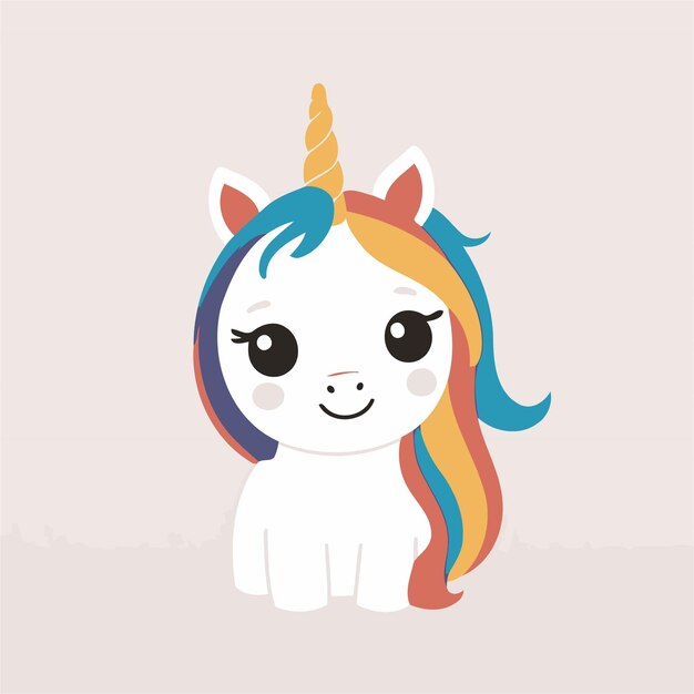 Ilustración vectorial de un lindo unicornio para niños pequeños