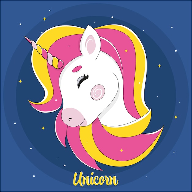 ilustración vectorial de lindo unicornio vector unicornio personaje de dibujos animados