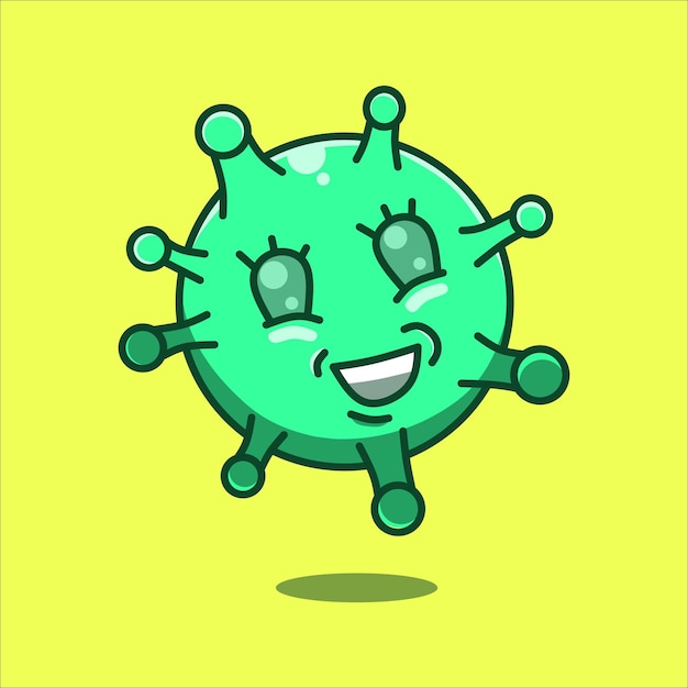 Ilustración vectorial de lindo virus verde muy alegre