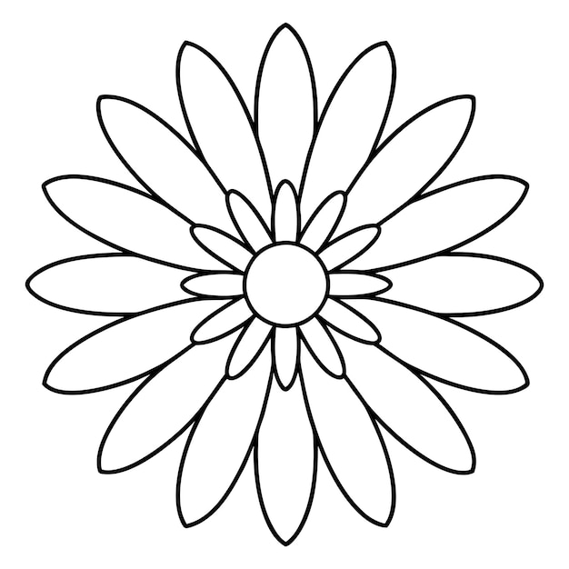 Ilustración vectorial de la línea de arte de la alegre margarita Mandala