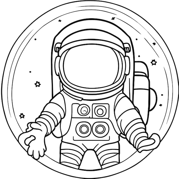 Ilustración vectorial de la línea de arte de los astronautas