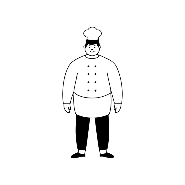 Una ilustración vectorial de la línea de arte del cuerpo completo de los propietarios de un restaurante