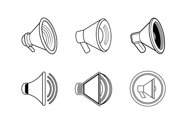Ilustración vectorial de la línea de arte del icono del megáfono