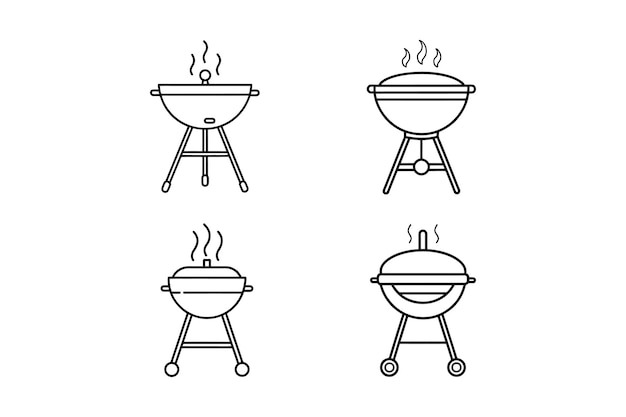 Ilustración vectorial de la línea de arte del icono de la parrilla bbq