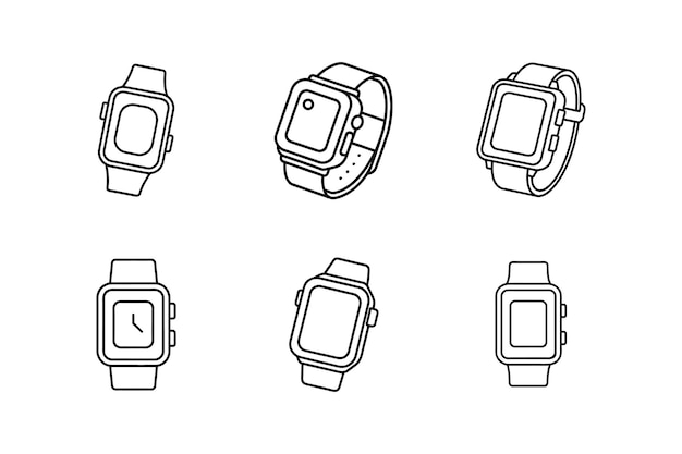 Ilustración vectorial de la línea de arte del icono del reloj inteligente