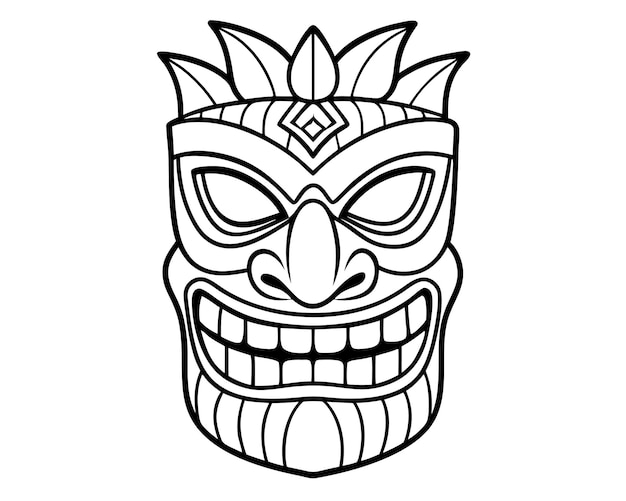 Ilustración vectorial de la línea de arte de la máscara tiki