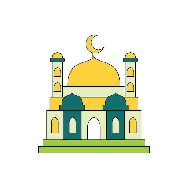 Ilustración vectorial de la línea de arte de la mezquita