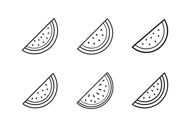 Ilustración vectorial de la línea de arte de las rebanadas de sandía