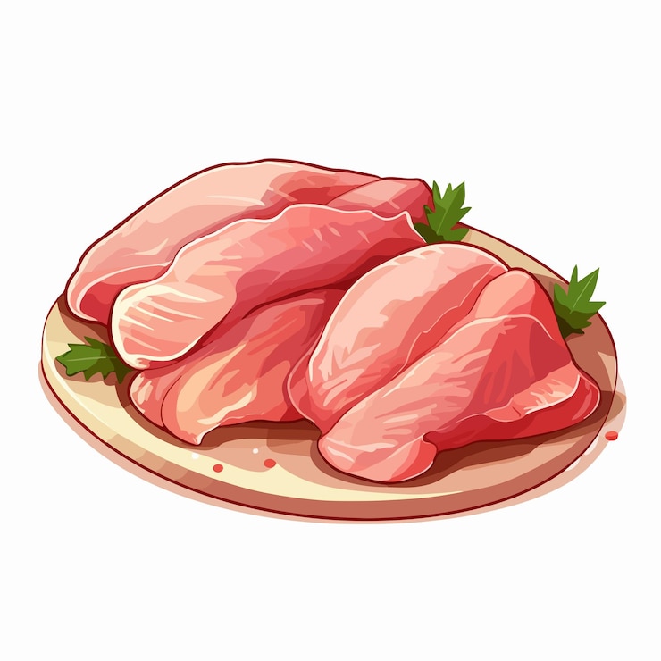 Vector ilustración vectorial de la línea de carne de pollo aislada en fondo blanco