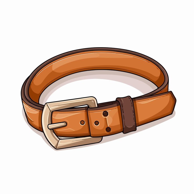 Vector ilustración vectorial de línea de cinturón marrón aislada en fondo blanco