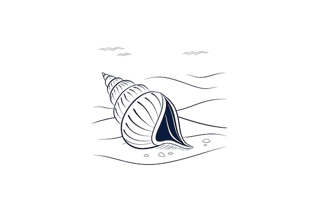 Ilustración vectorial de la línea de conchas marinas en fondo blanco