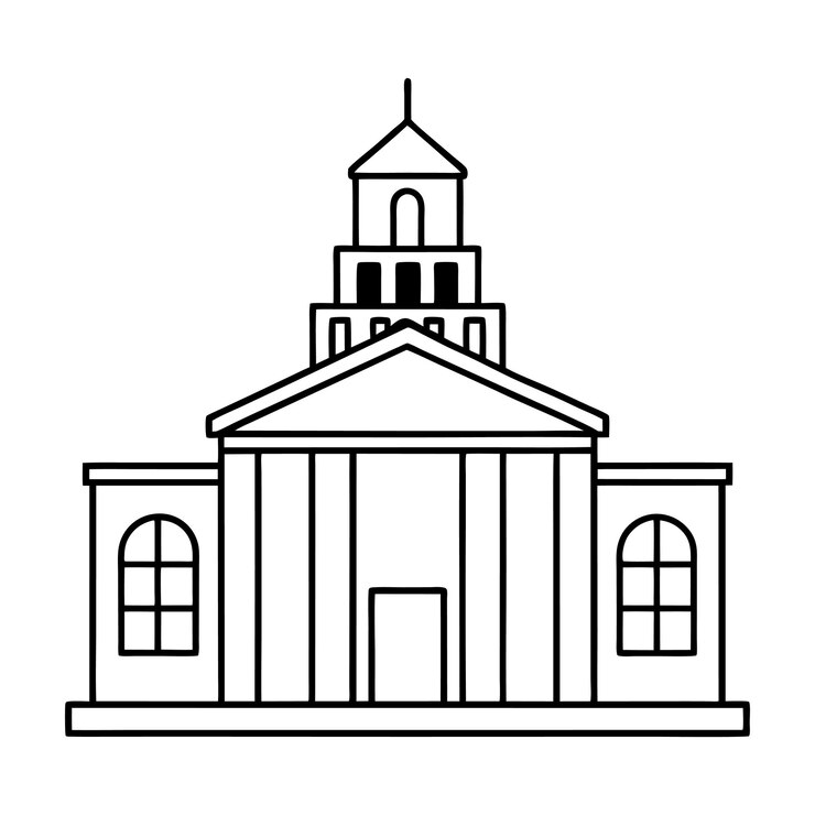 Vector ilustración vectorial de la línea de construcción minimalista esbozo de diseño arquitectónico