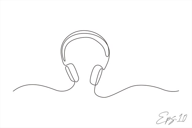 Ilustración vectorial de línea continua de auriculares