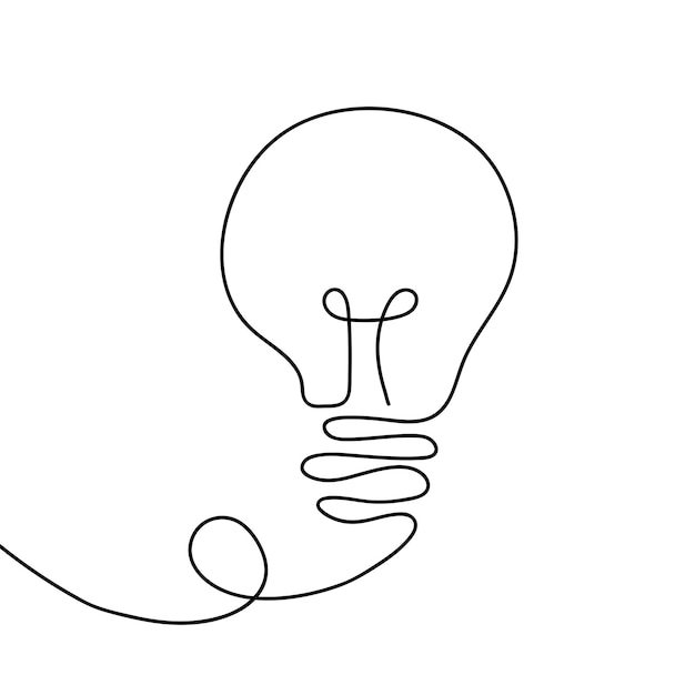 Ilustración vectorial de línea continua de la bombilla con trazo editable Arte de línea única de la bombilla
