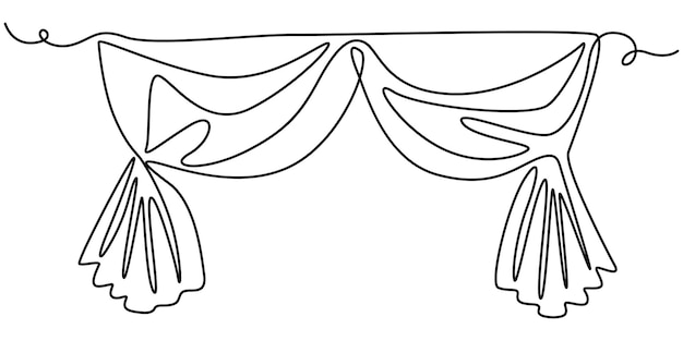 Ilustración vectorial de línea continua de cortina cortina Un dibujo en línea continua de ventana