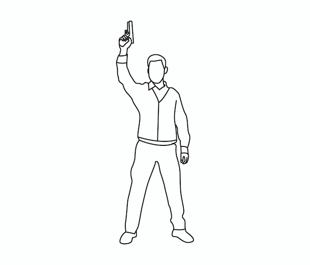 Ilustración vectorial línea continua dibujando a un policía