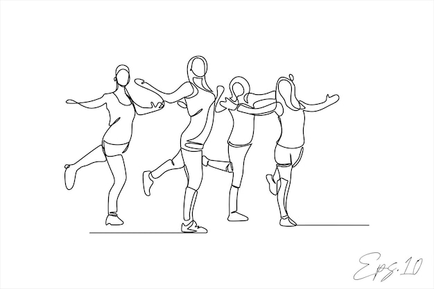 ilustración vectorial línea continua de mujer deportiva gimnástica