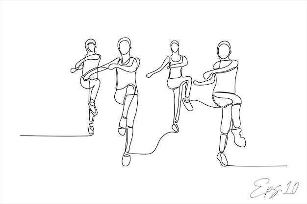 ilustración vectorial línea continua de mujer deportiva gimnástica