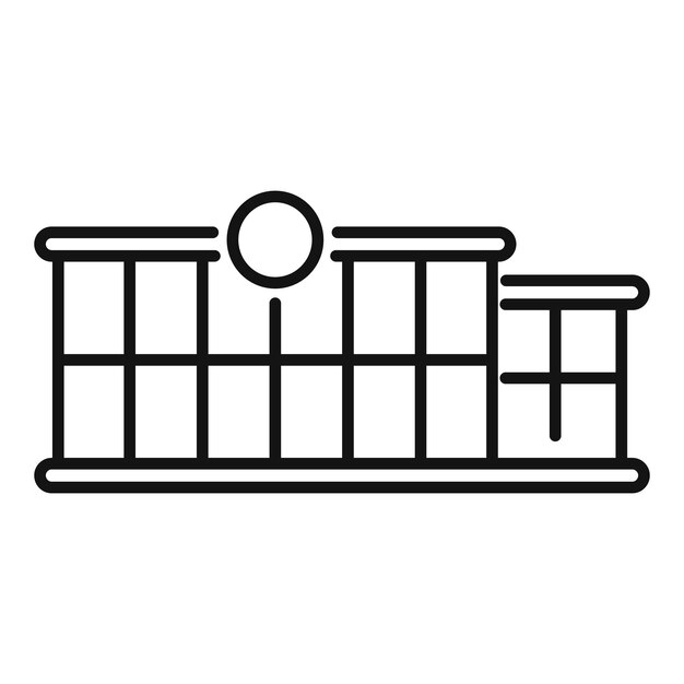 Ilustración vectorial de línea delgada del icono del edificio del gran centro comercial moderno