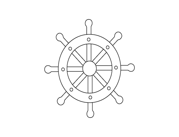Ilustración vectorial de la línea de la icona de la rueda del barco