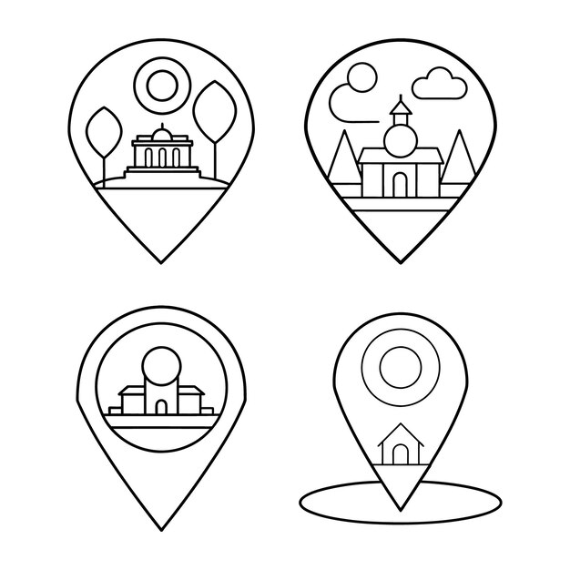 Ilustración vectorial de línea de icona de ubicación