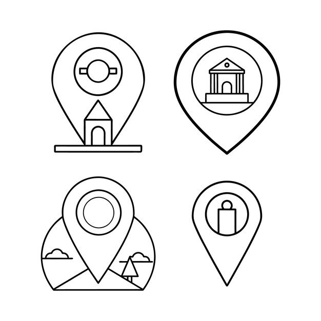 Ilustración vectorial de línea de icona de ubicación